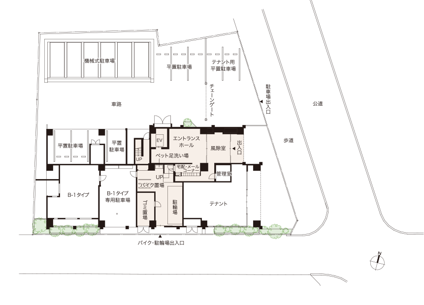 1F 敷地配置図